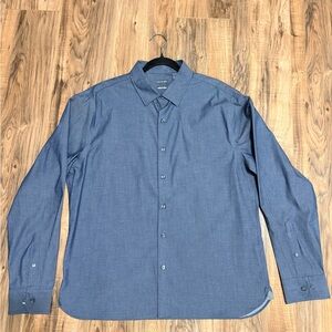 Van Heusen Men's Slate Blue Casual Button-Down Shirt XL 17-17.5